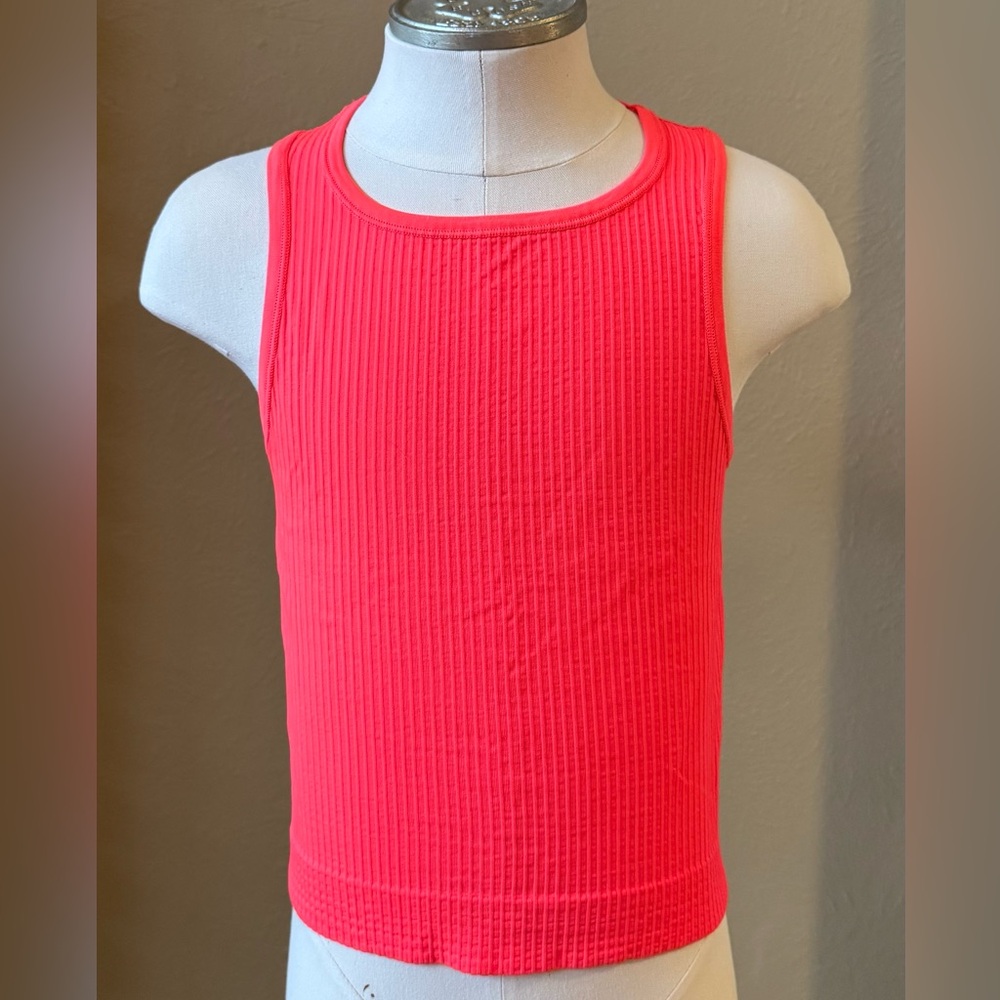 Anthropologie Vibrant Orangey-Pink Ribbed Tank Top size XXS/XS